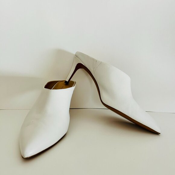 Banana Republic Mid-Heel Leather Mules in Ivory Size 10 - Picture 3 of 10
